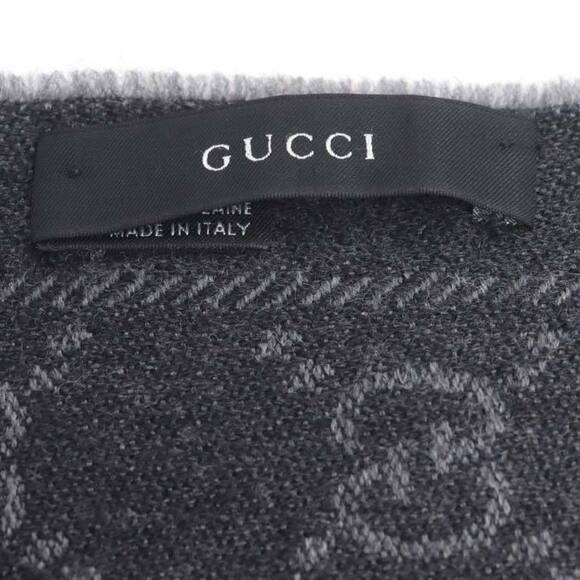 GUCCI GG pattern wool scarf, gray, men's - Picture 5 of 5